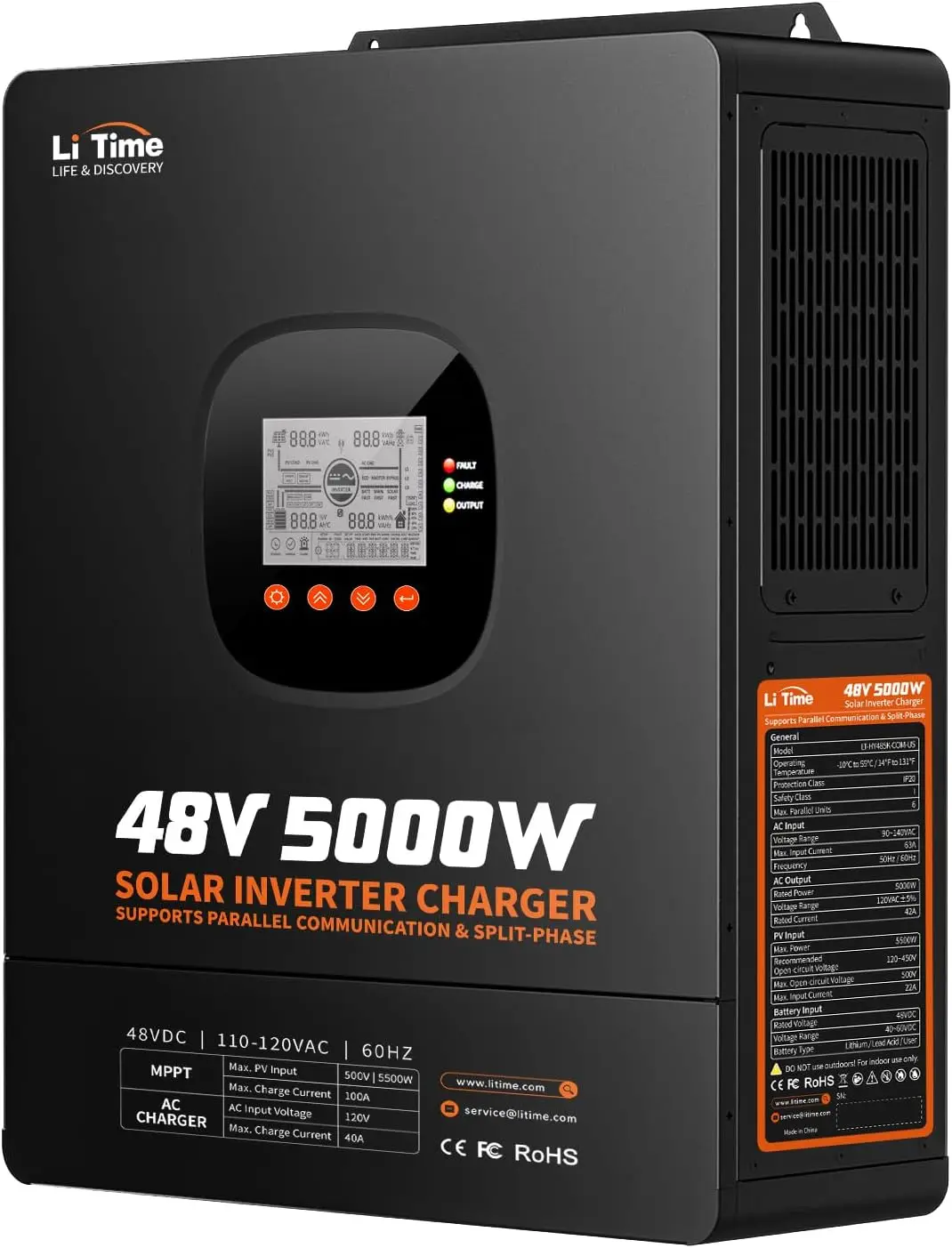 LiTime, onduleur hybride solai - Parallel Solar Inverter 48V 5000W Mppt avis et prix