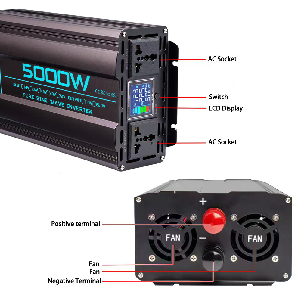 Onduleur à onde sinusoïdale Pu - Pure Sine Wave Inverter 5000W 48V 220V avis et prix